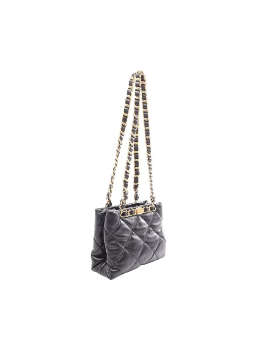 Chanel Tote Quilted Small Shopping Black Lambskin